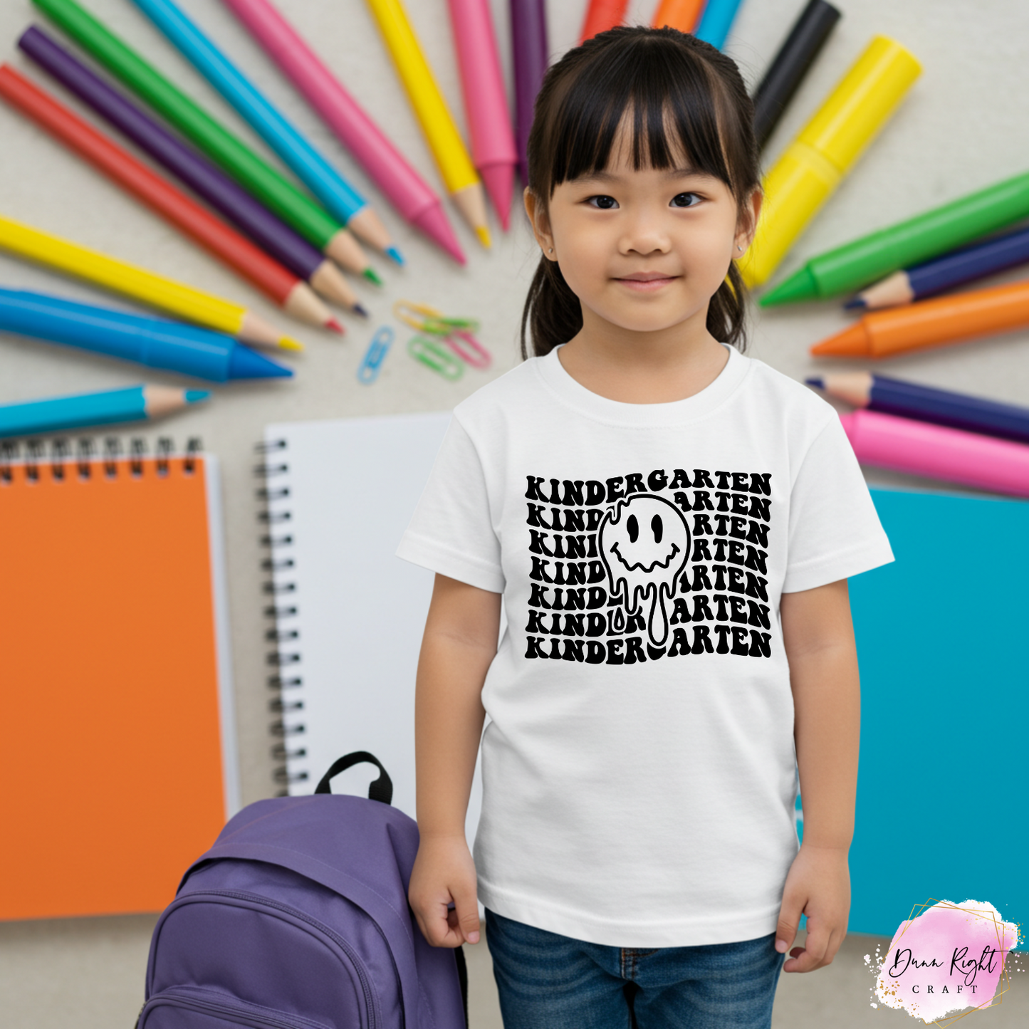 Drippy Smiley Face Back to School Tee for Kids
