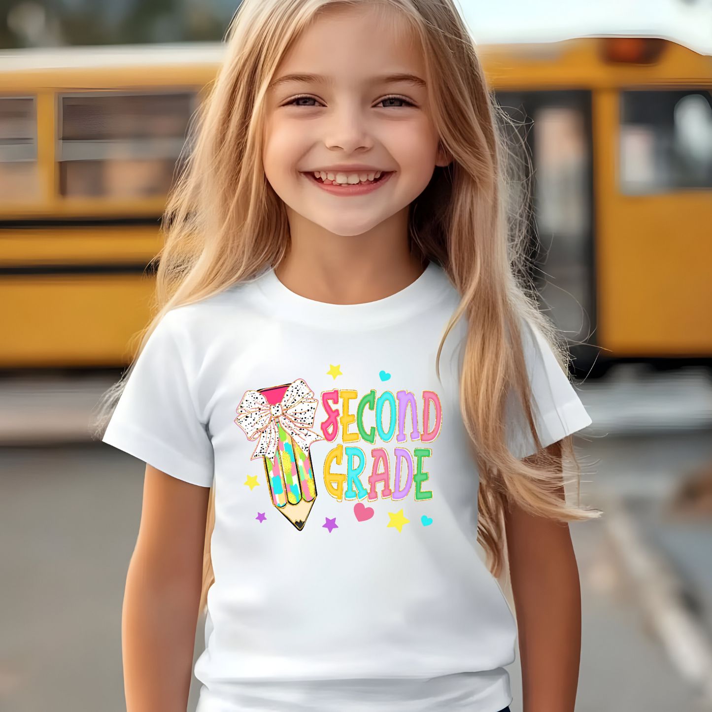 Personalized Back to School Shirt with Bow & Pencil – Girls First Day Tee