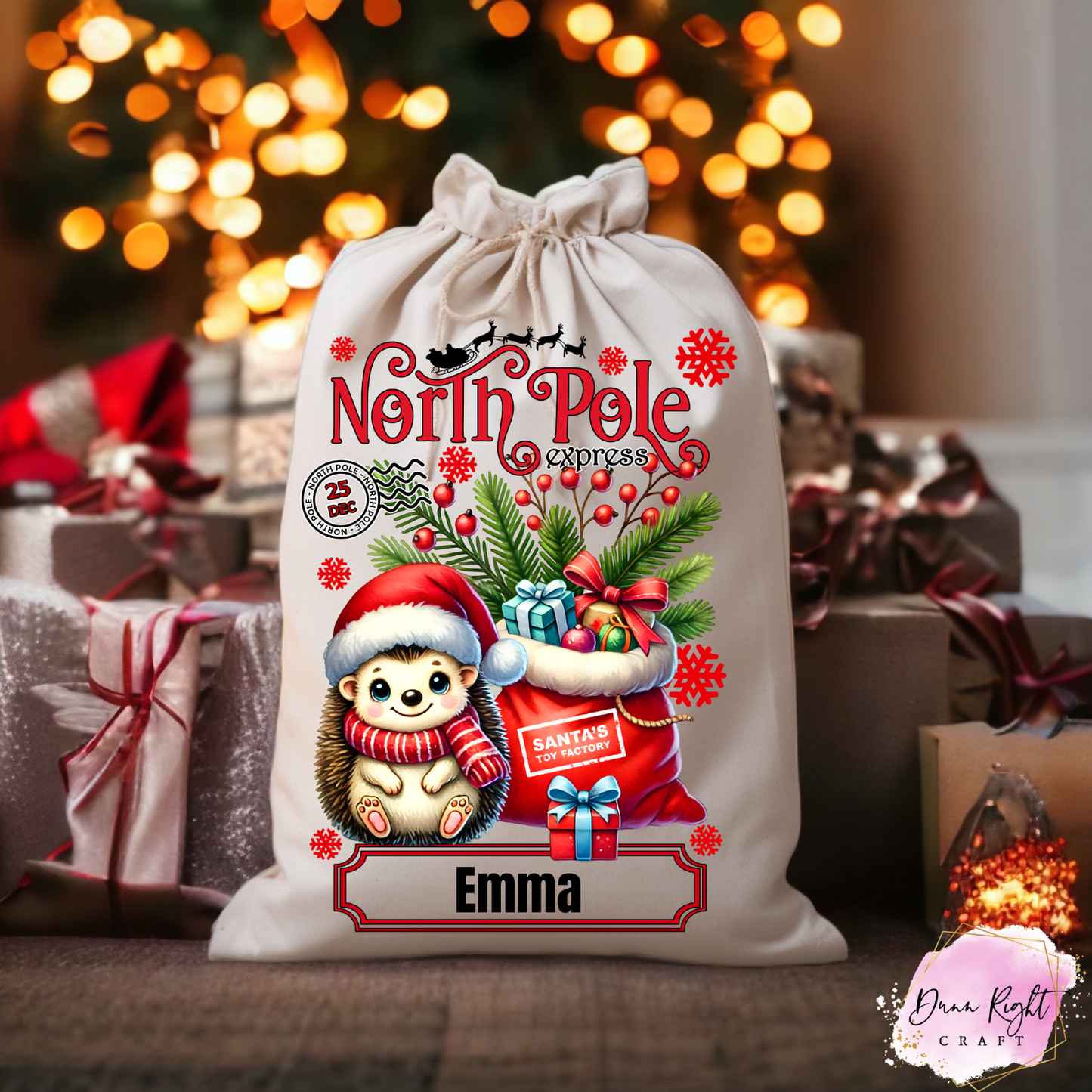 North Pole Express Bear Santa Sack