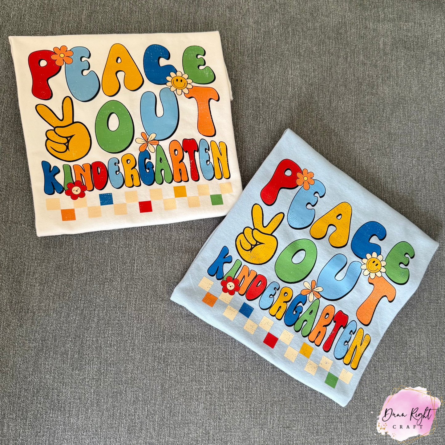 Peace Out Kindergarten Shirt – Retro Kids Tee with Groovy Colors & Smileys