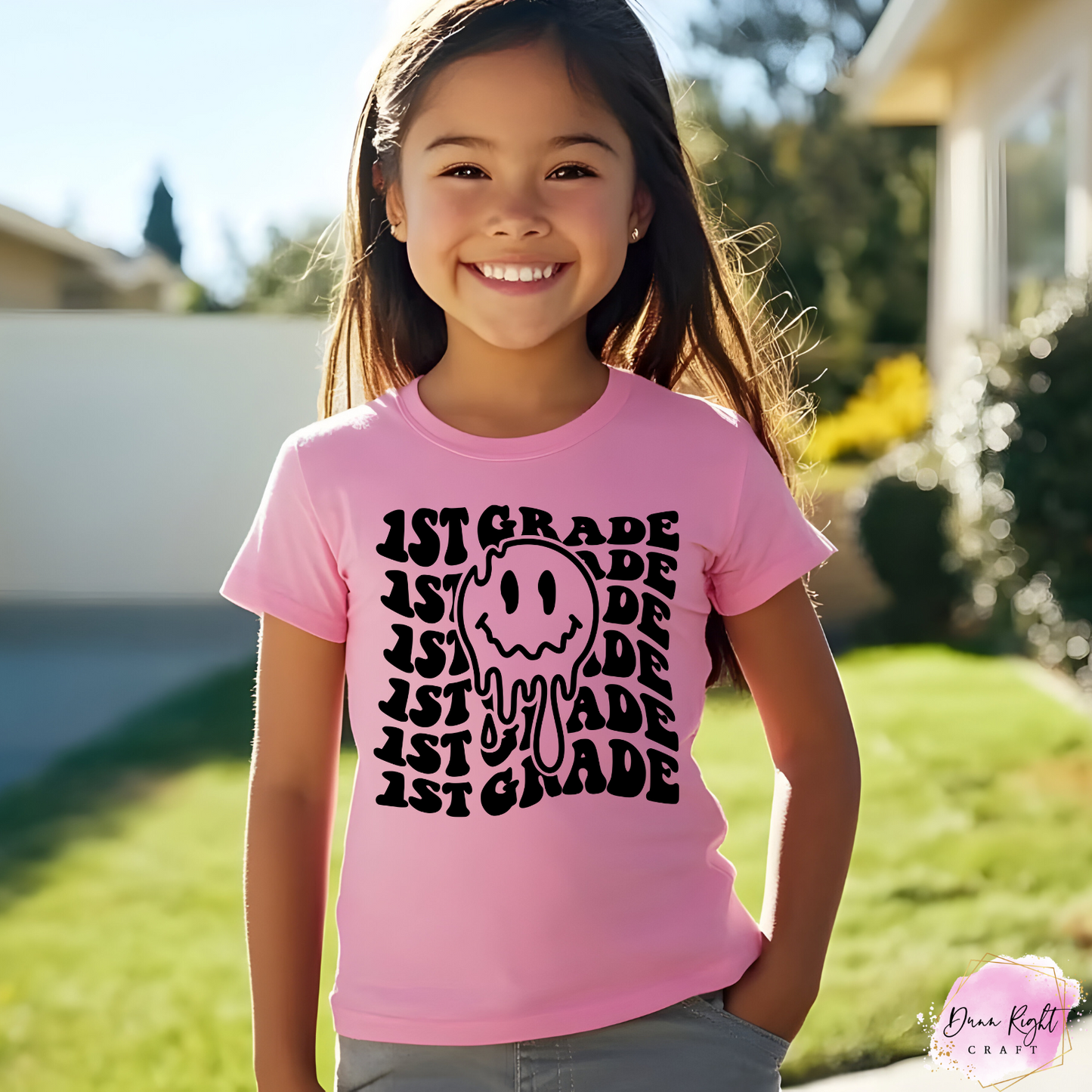 Drippy Smiley Face Back to School Tee for Kids