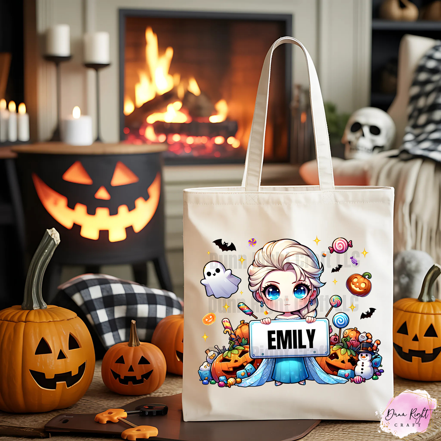Frozen Trick or Treat Tote Bag With Name
