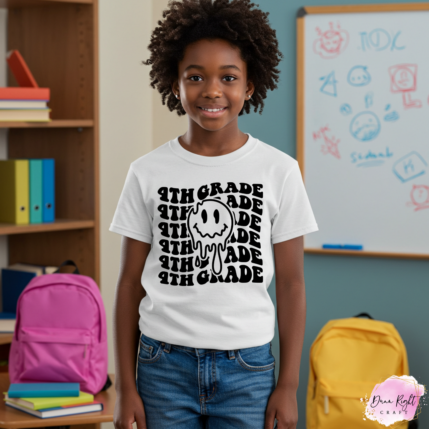 Drippy Smiley Face Back to School Tee for Kids