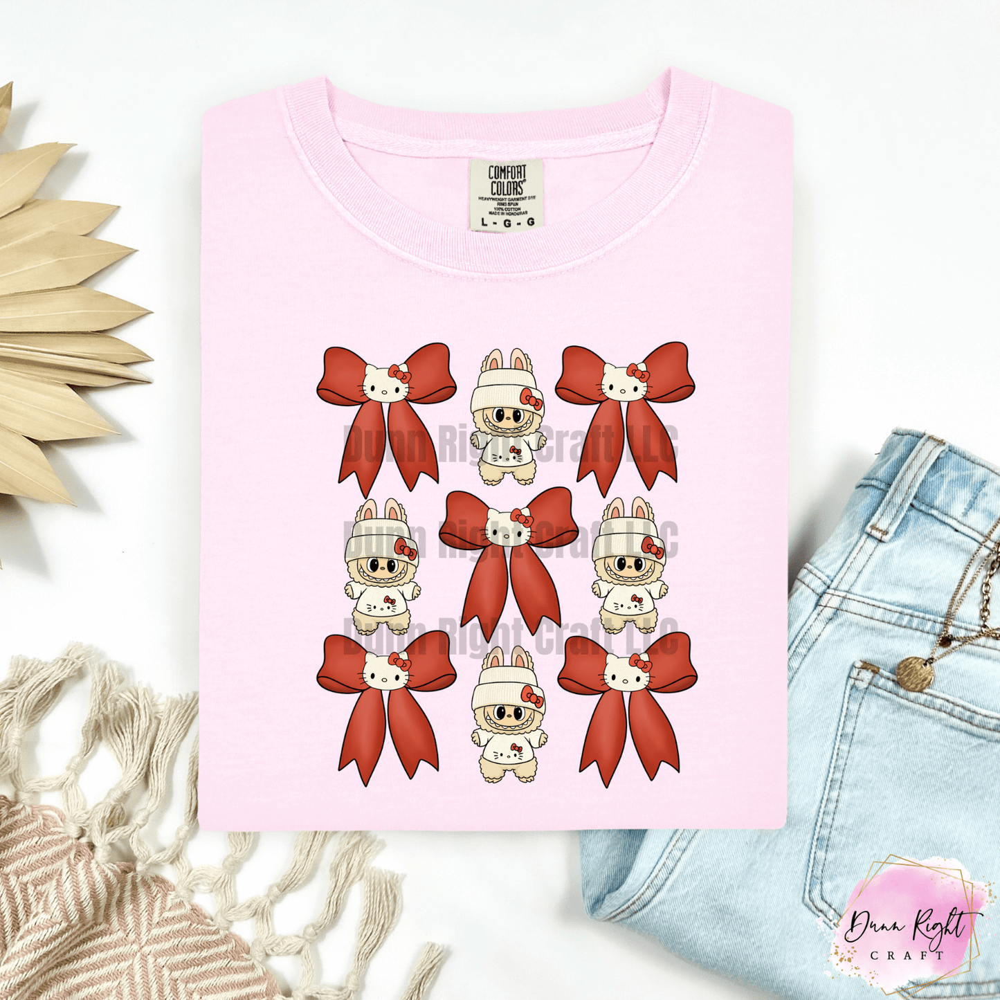 Hello Kitty & Lubabu Bow Grid Tee – Kawaii Character Shirt
