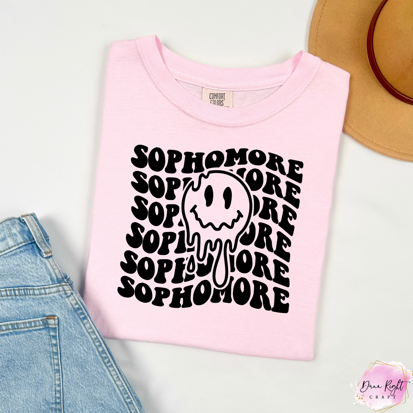 Sophomore Shirt – Drippy Smile Face Groovy Graphic Tee
