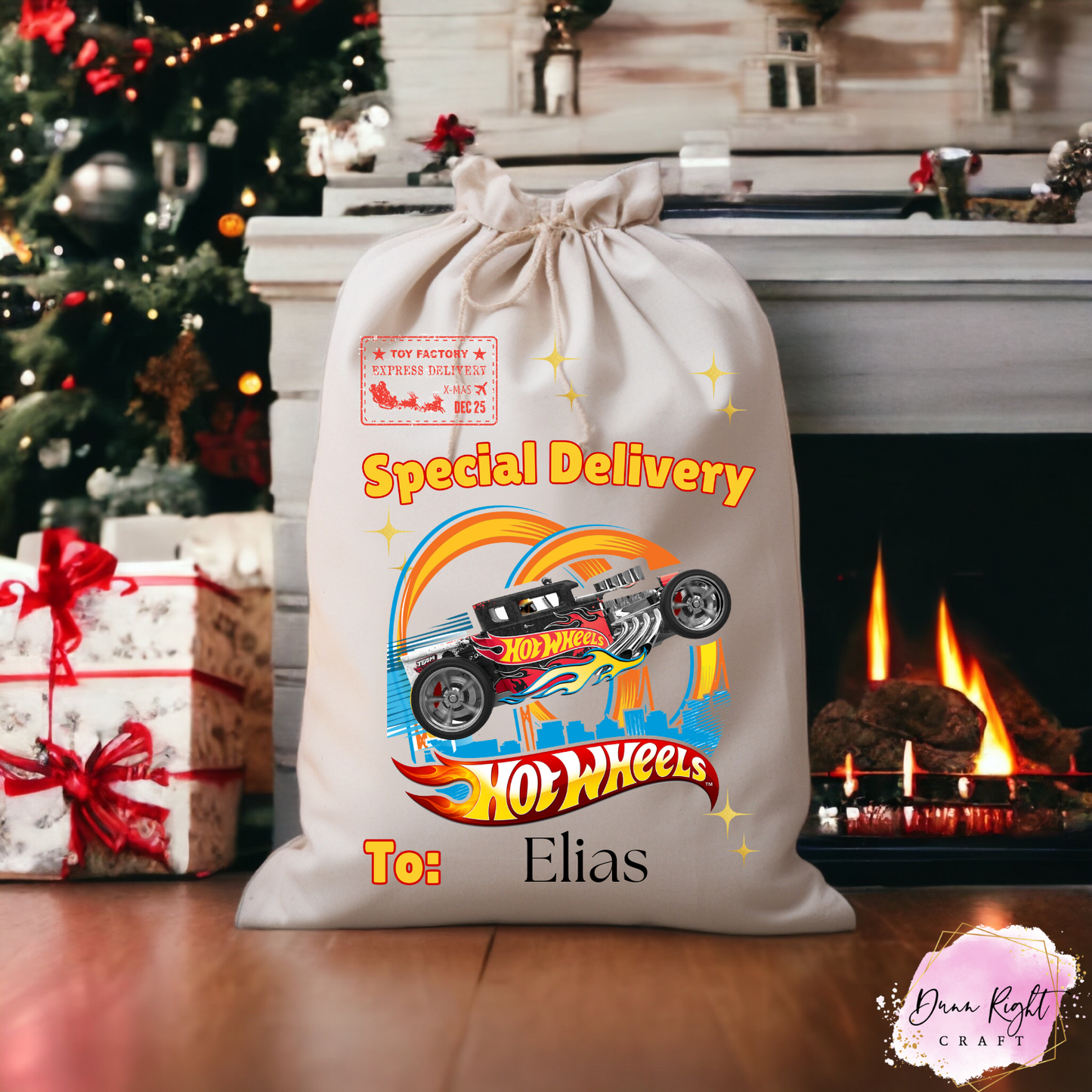 Hot Wheels Personalized Christmas Sack