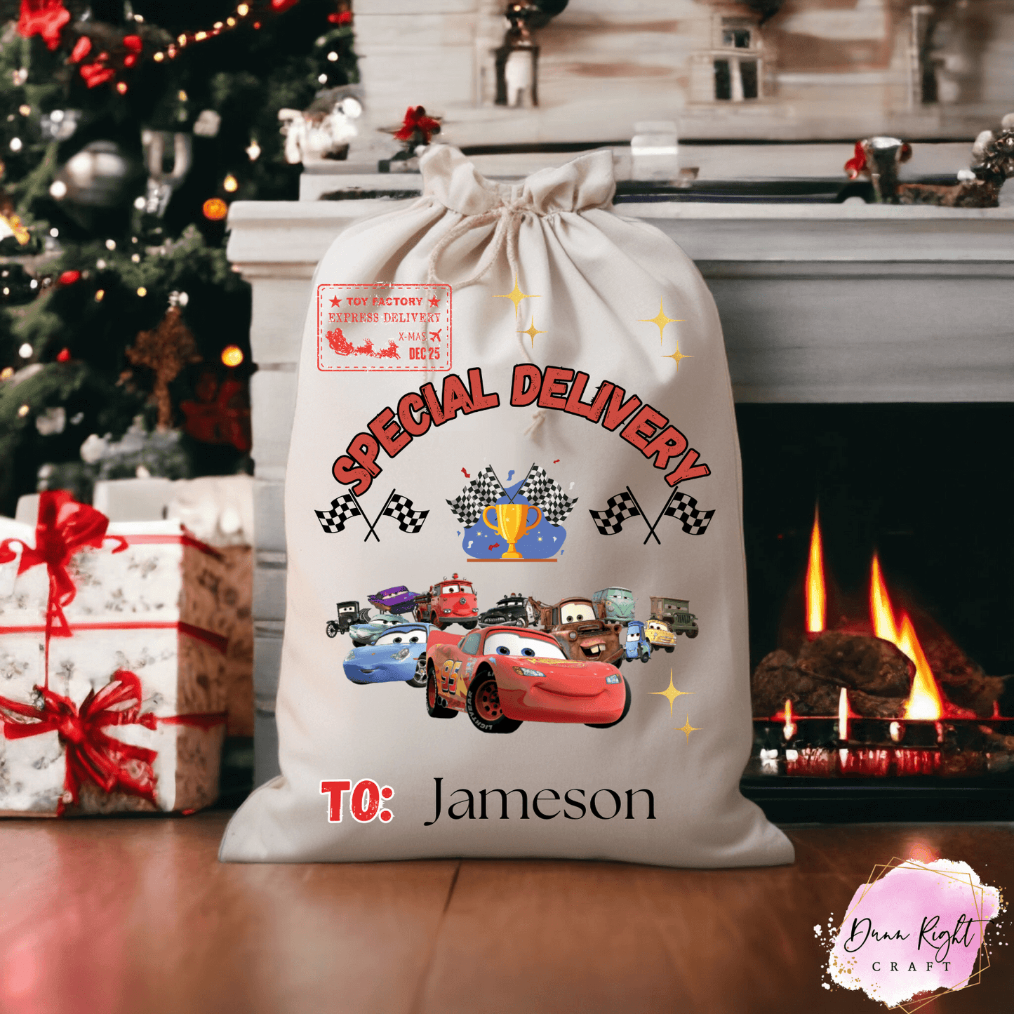 Cars personalized Christmas Sack