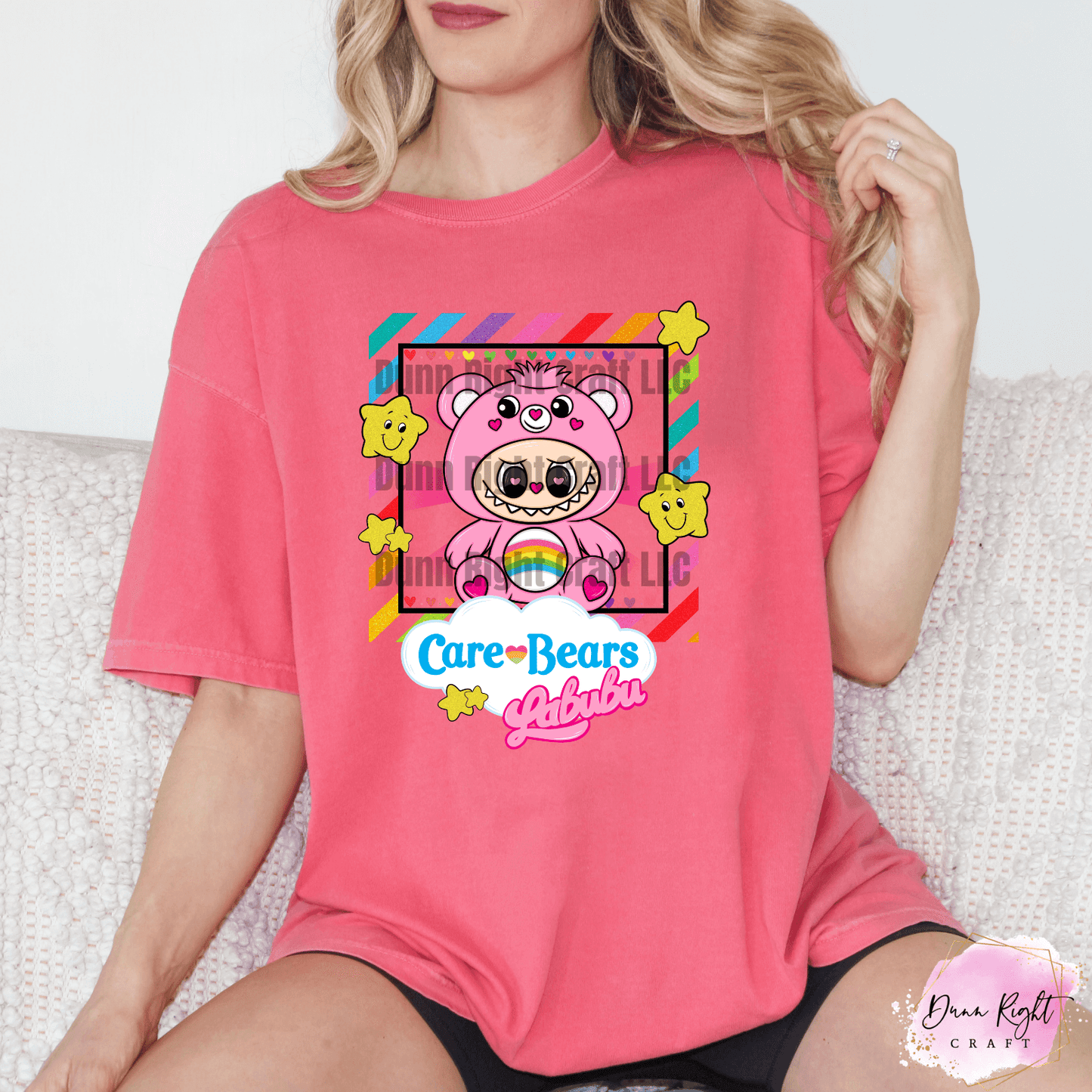 Care Bears x Labubu Tee – Rainbow Bear Shirt