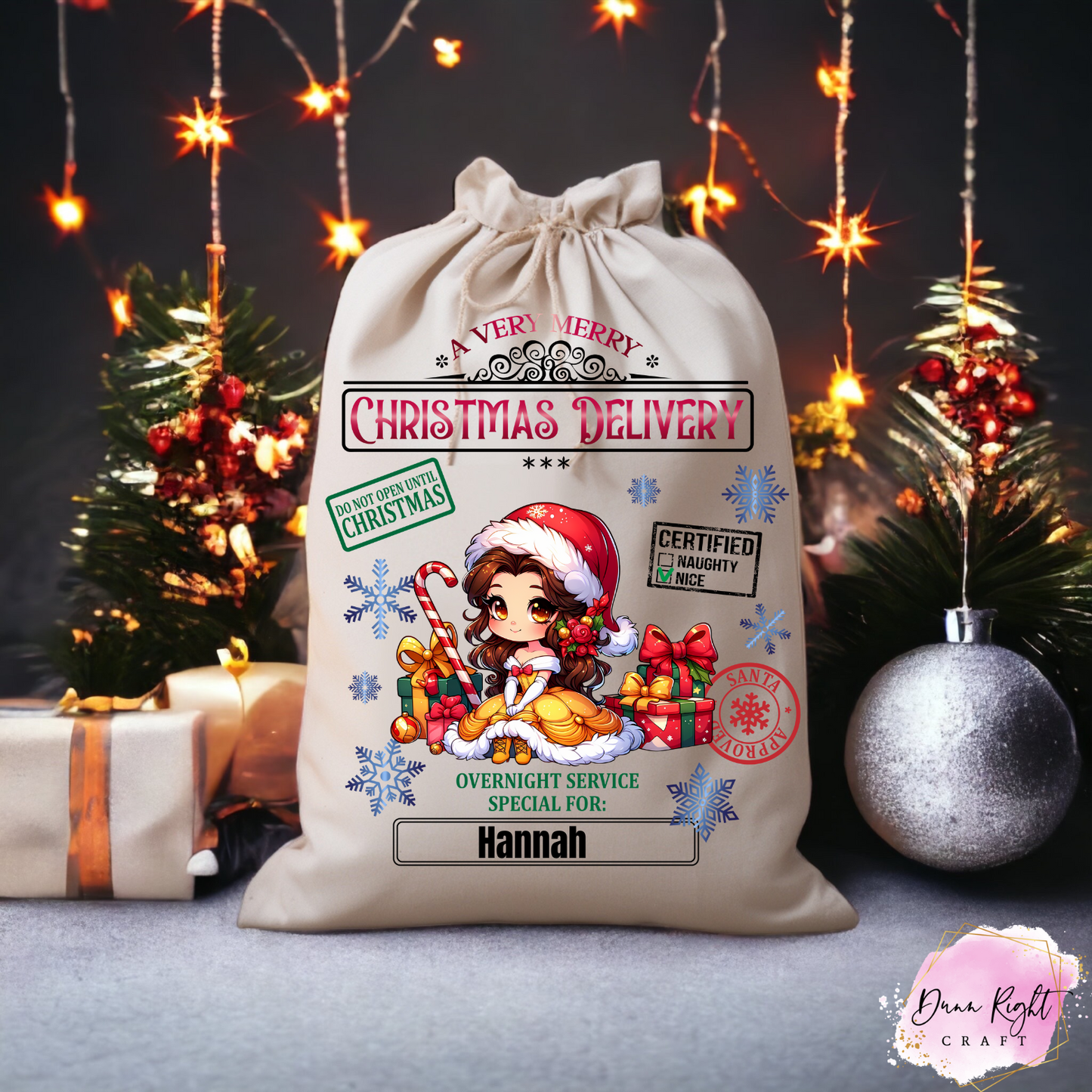 Belle Personalized Christmas Sack