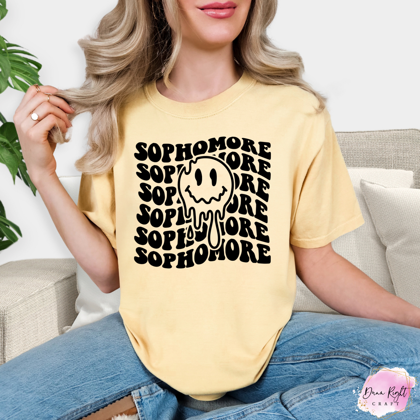 Sophomore Shirt – Drippy Smile Face Groovy Graphic Tee