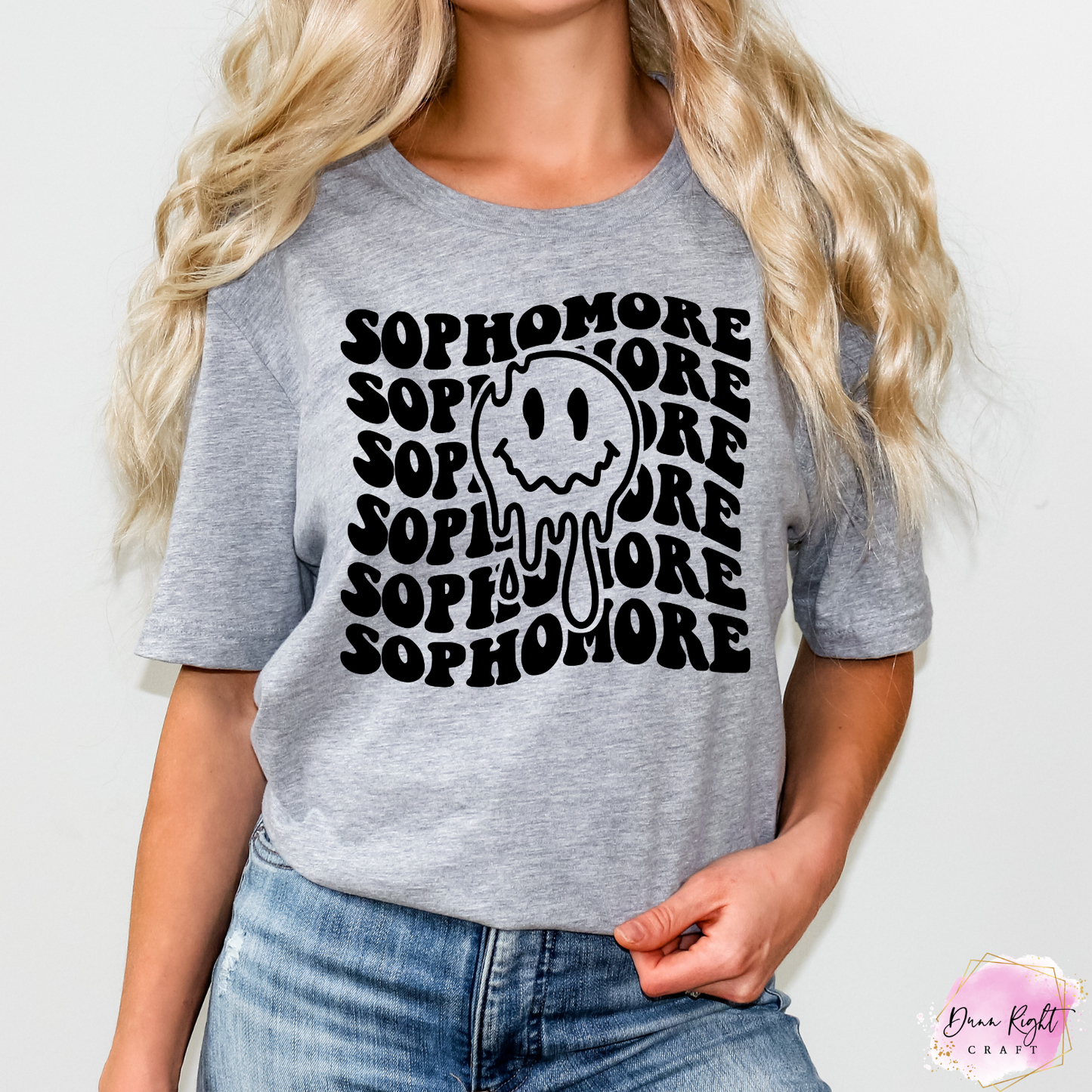 Sophomore Shirt – Drippy Smile Face Groovy Graphic Tee