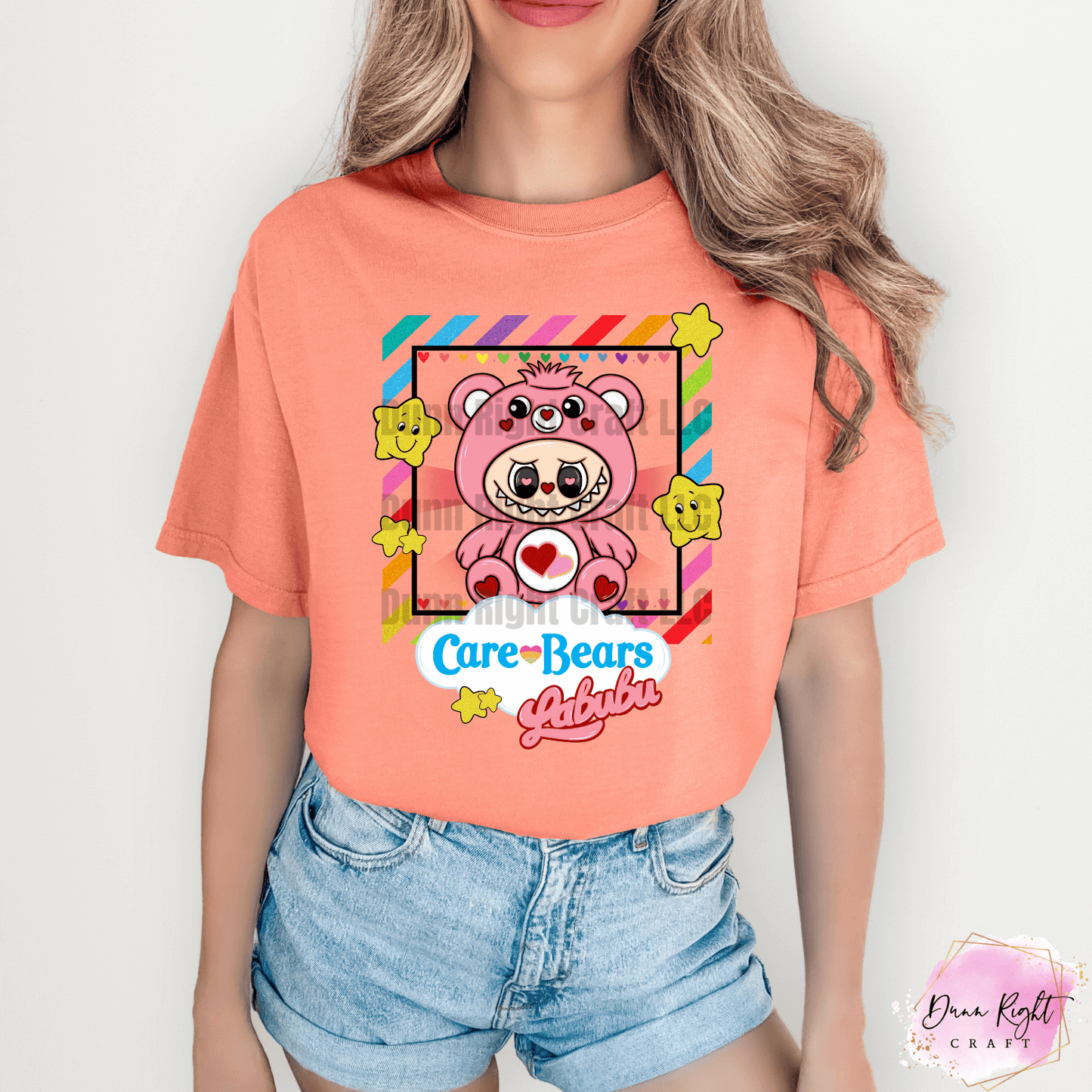 Care Bears x Labubu Tee – Rainbow Bear Shirt