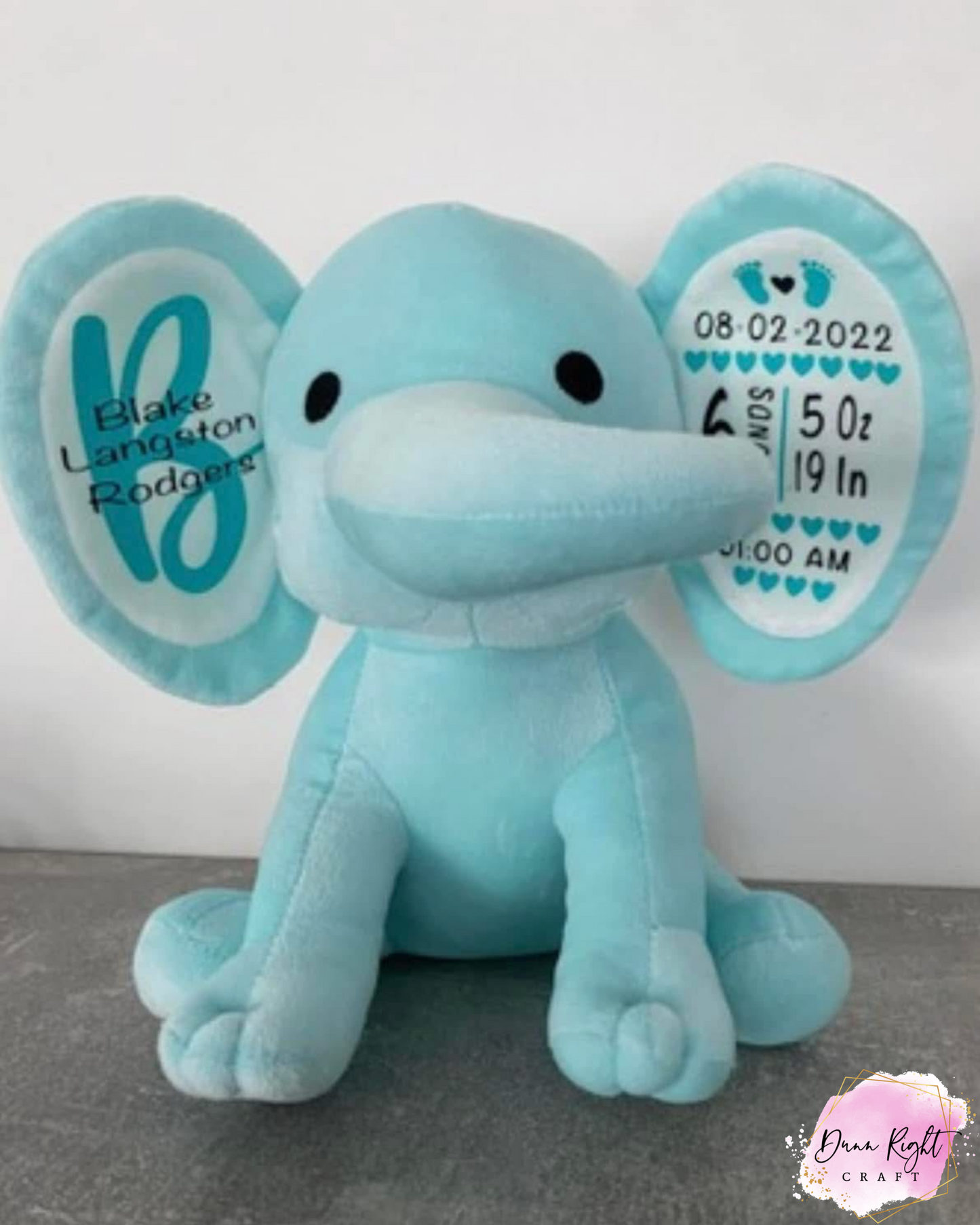 Mint Birth Stats Elephant - Dunn Right Craft