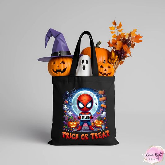 Spider Trick or Treat Tote Bag With Name
