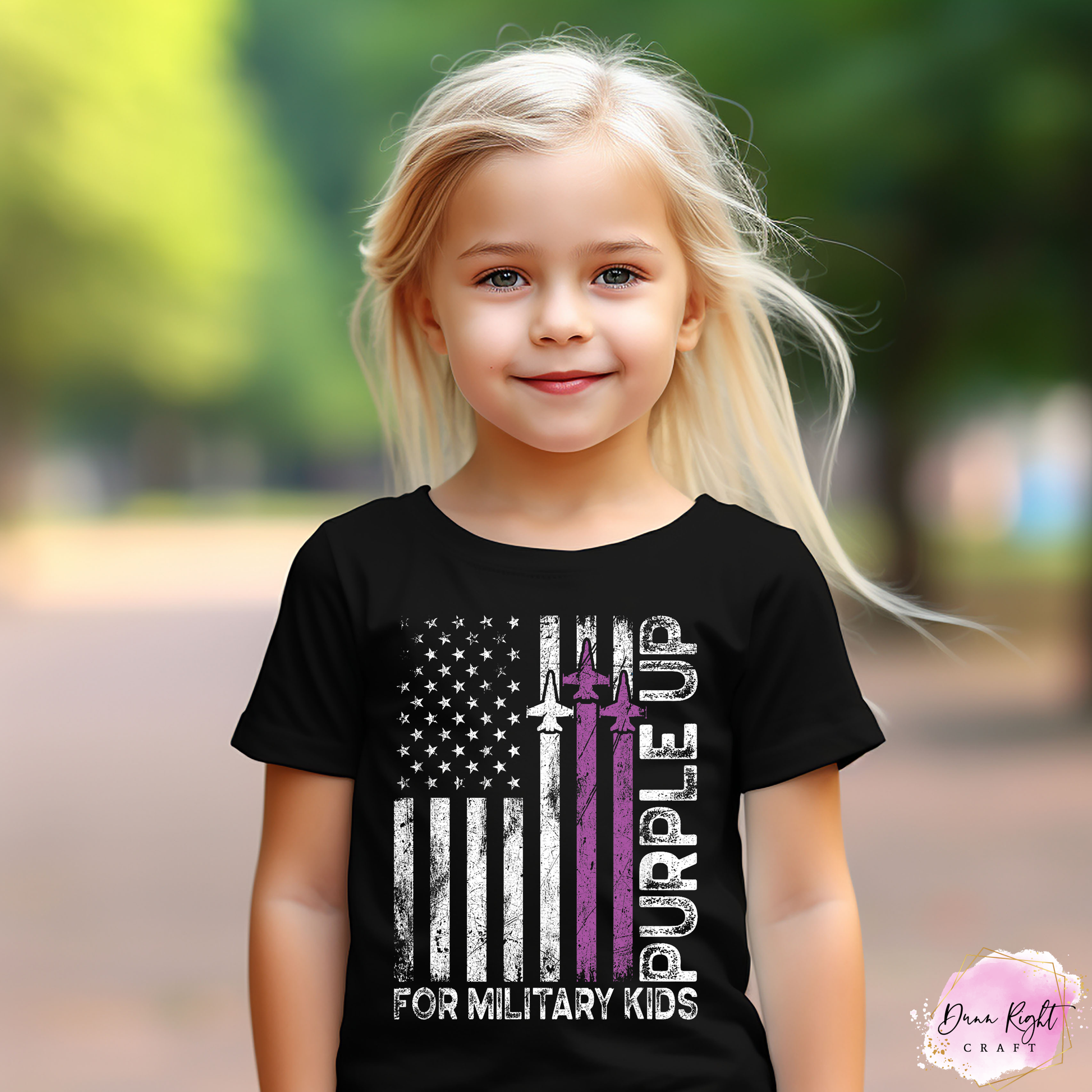 Purple Up For Military Kids Shirt - Flag Jets - Dunn Right Craft