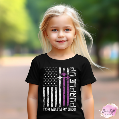 Purple Up For Military Kids Shirt - Flag Jets - Dunn Right Craft