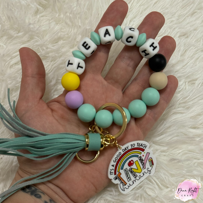 Teacher Beaded Keychain Wristlet - Dunn Right Craft