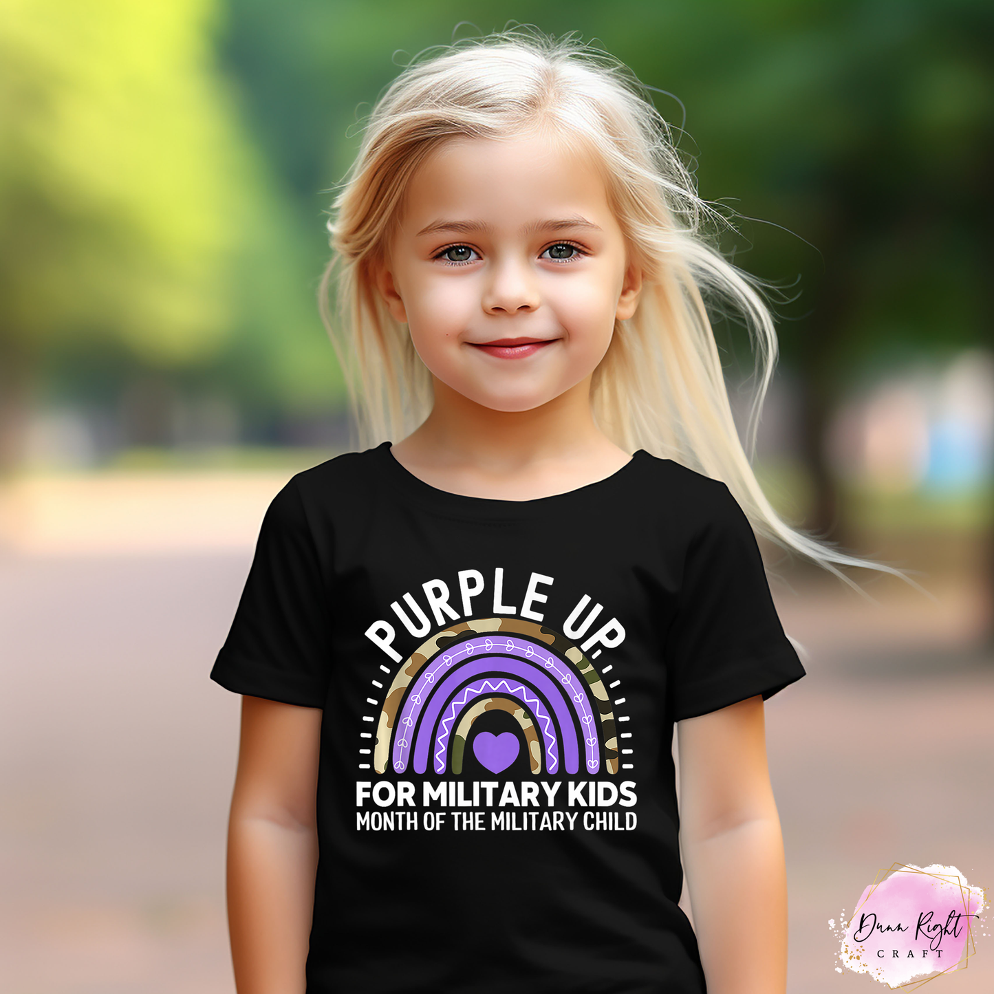 Rainbow Heart Purple Up For Military Kids Shirt - Dunn Right Craft