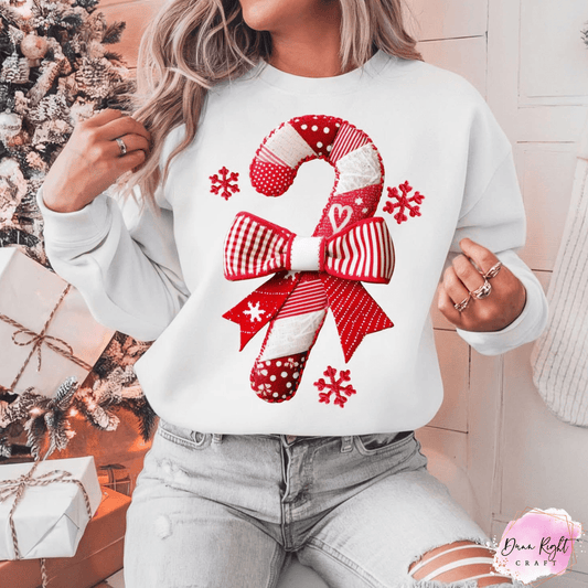 Candy Cane Bow Christmas Sweatshirt