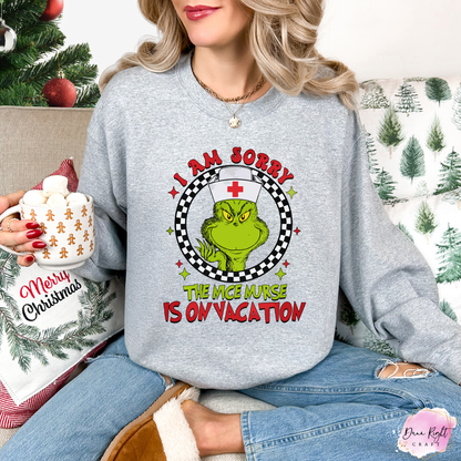 Grinch Nurse On Vacation Crewneck