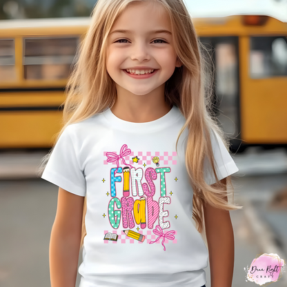 Personalized Back to School Shirt – Bow & Glitter Design for Kids