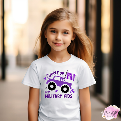 Monster Truck Purple Up For Military Kids Shirt - Dunn Right Craft