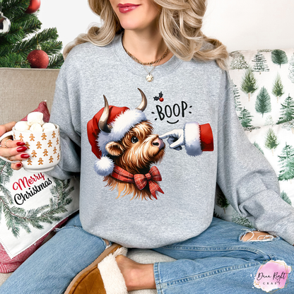 Boop Christmas Highland Cow Sweatshirt