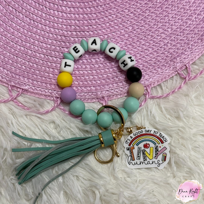 Teacher Beaded Keychain Wristlet - Dunn Right Craft