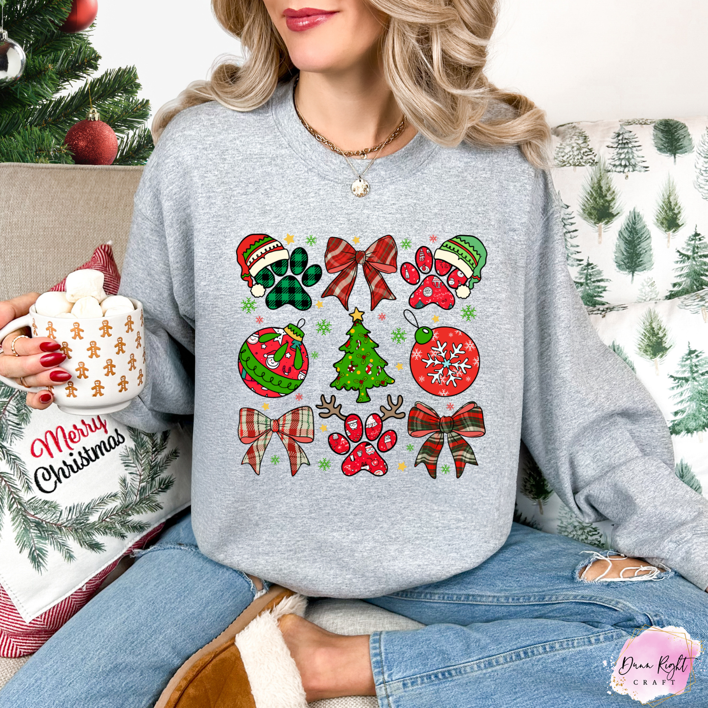 Christmas Paw Print Crewneck