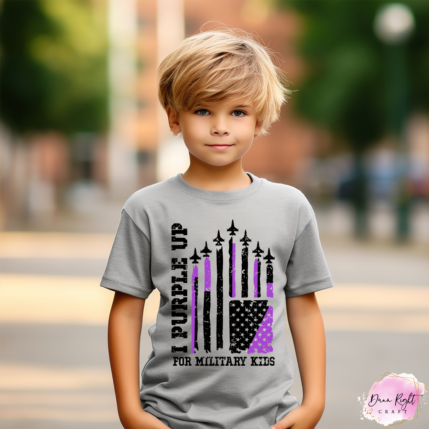 Flag Jets I Purple Up For Military Kids Shirt - Dunn Right Craft