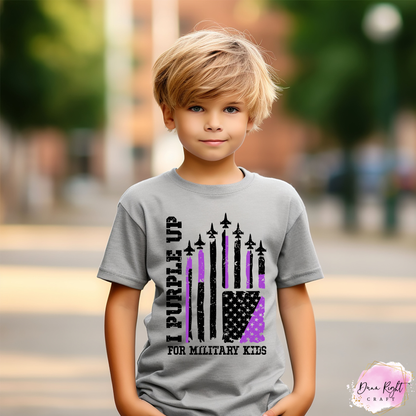 Flag Jets I Purple Up For Military Kids Shirt - Dunn Right Craft
