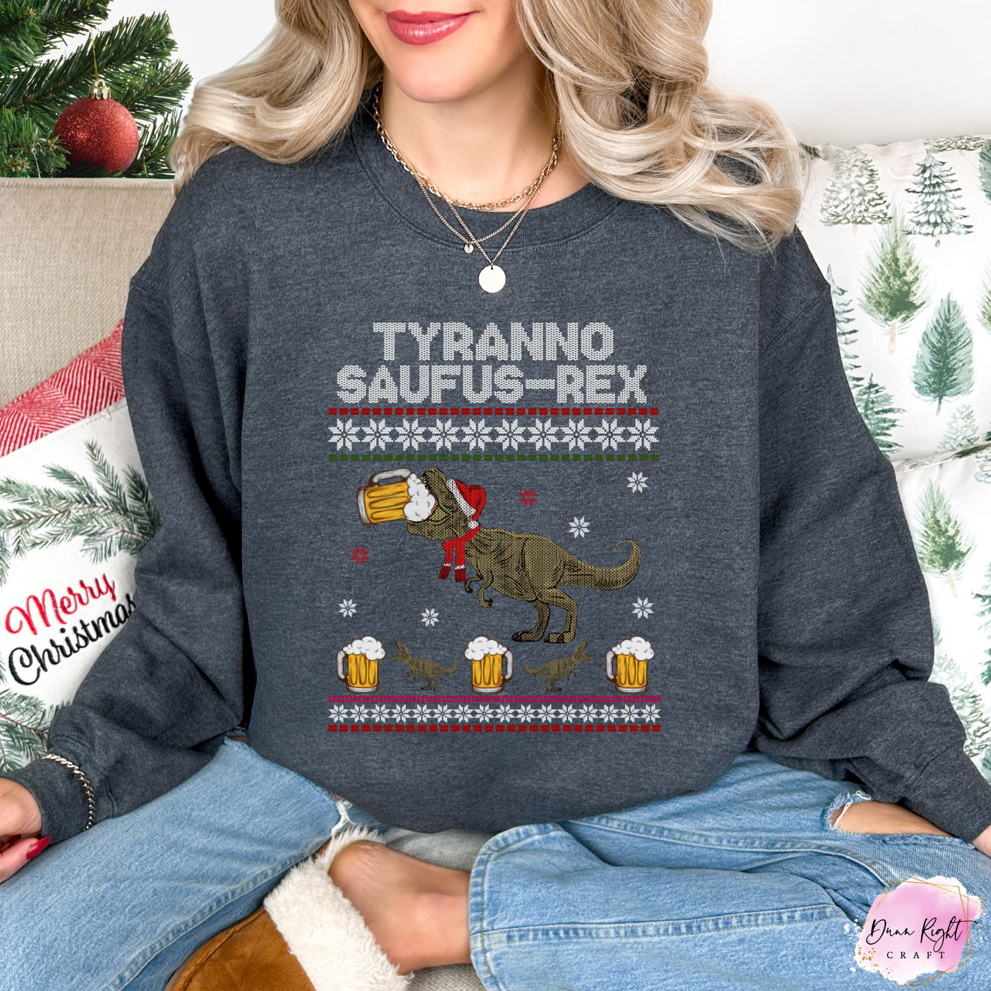 Tyranno Saufus-Rex Christmas Sweatshirt