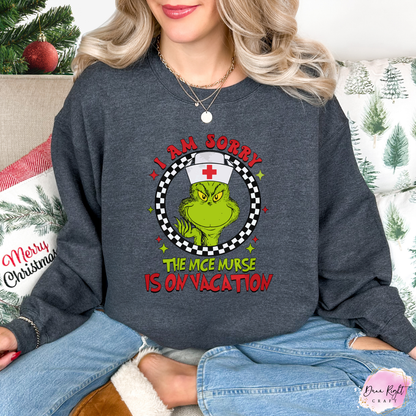 Grinch Nurse On Vacation Crewneck