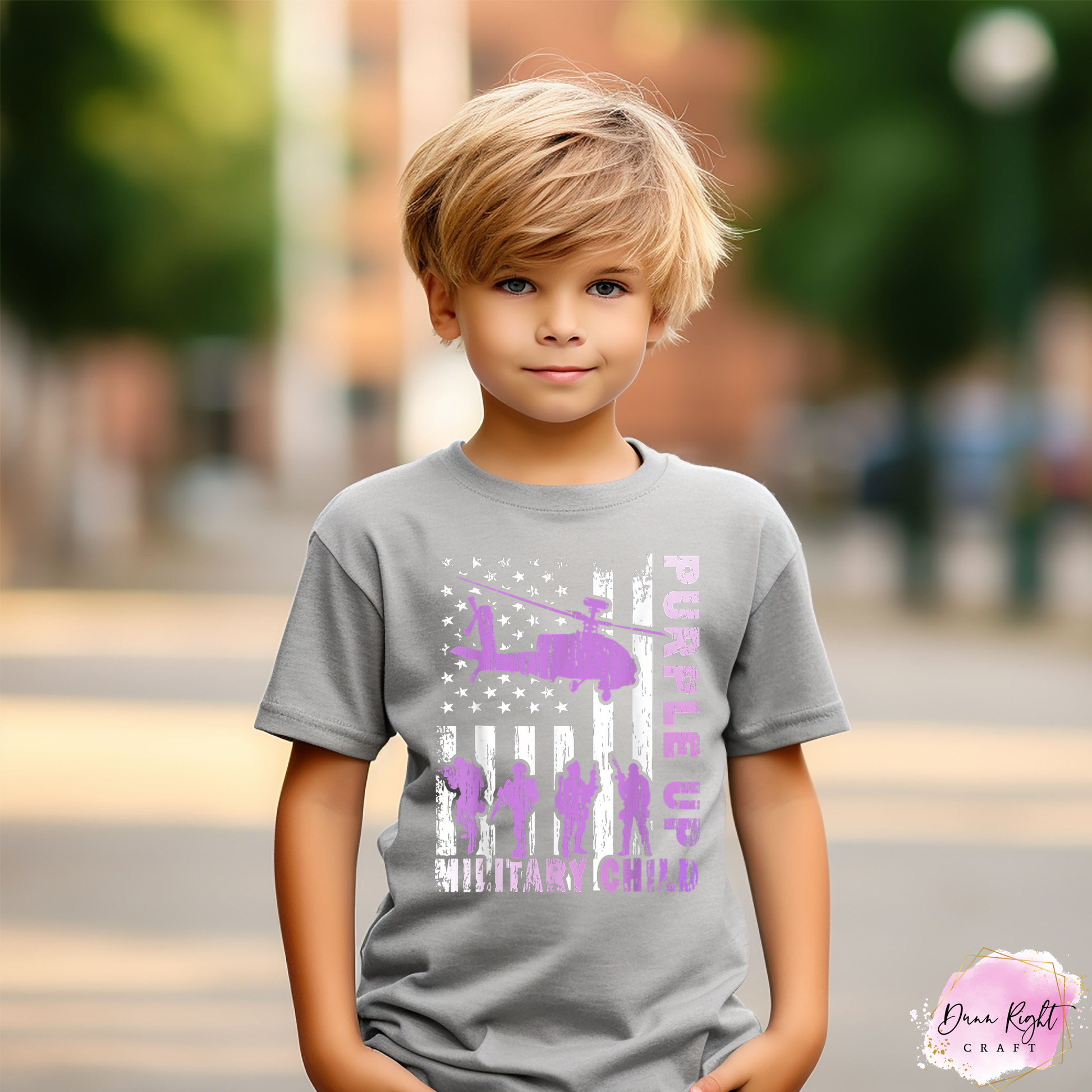 Helicopter Soldiers - Purple Up Military Child Shirt - Dunn Right Craft