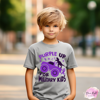 Retro Smiley Purple Up Military Child - Dunn Right Craft