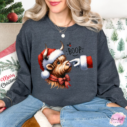 Boop Christmas Highland Cow Sweatshirt
