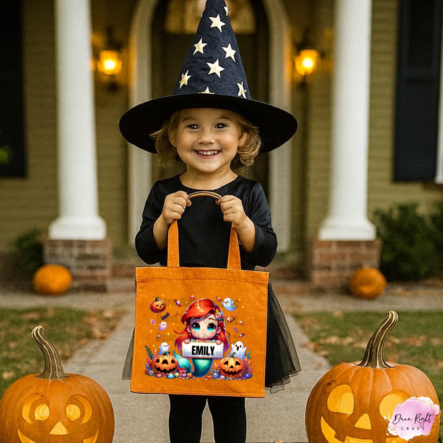 Little Mermaid Trick or Treat Tote Bag With Name