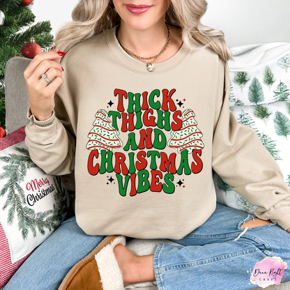 Thick Thighs and Christmas Vibes Sweatshirt