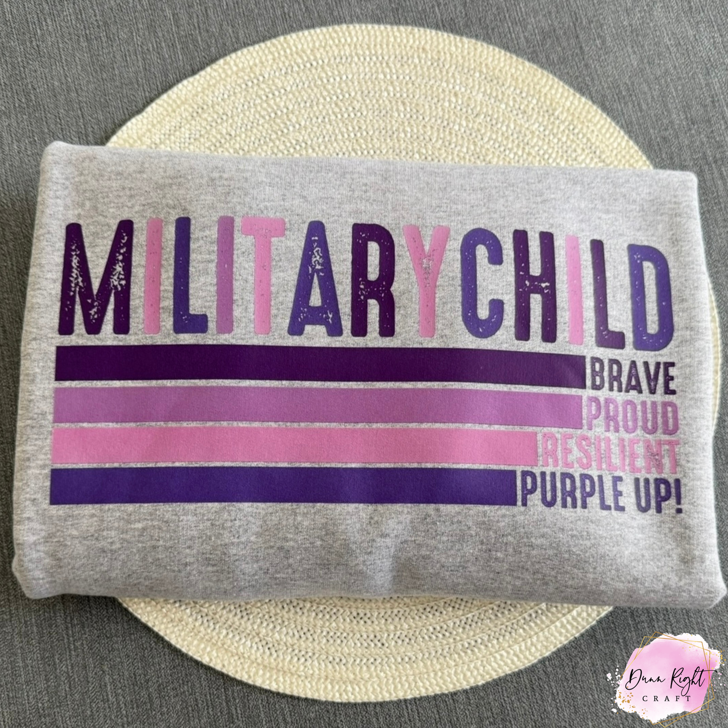 Military Child Brave Proud Resilient Purple Up Shirt - Dunn Right Craft