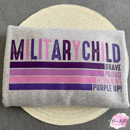Military Child Brave Proud Resilient Purple Up Shirt - Dunn Right Craft