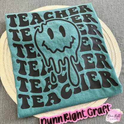 Drippy Smiley Teacher Shirt – Back to School Graphic Tee