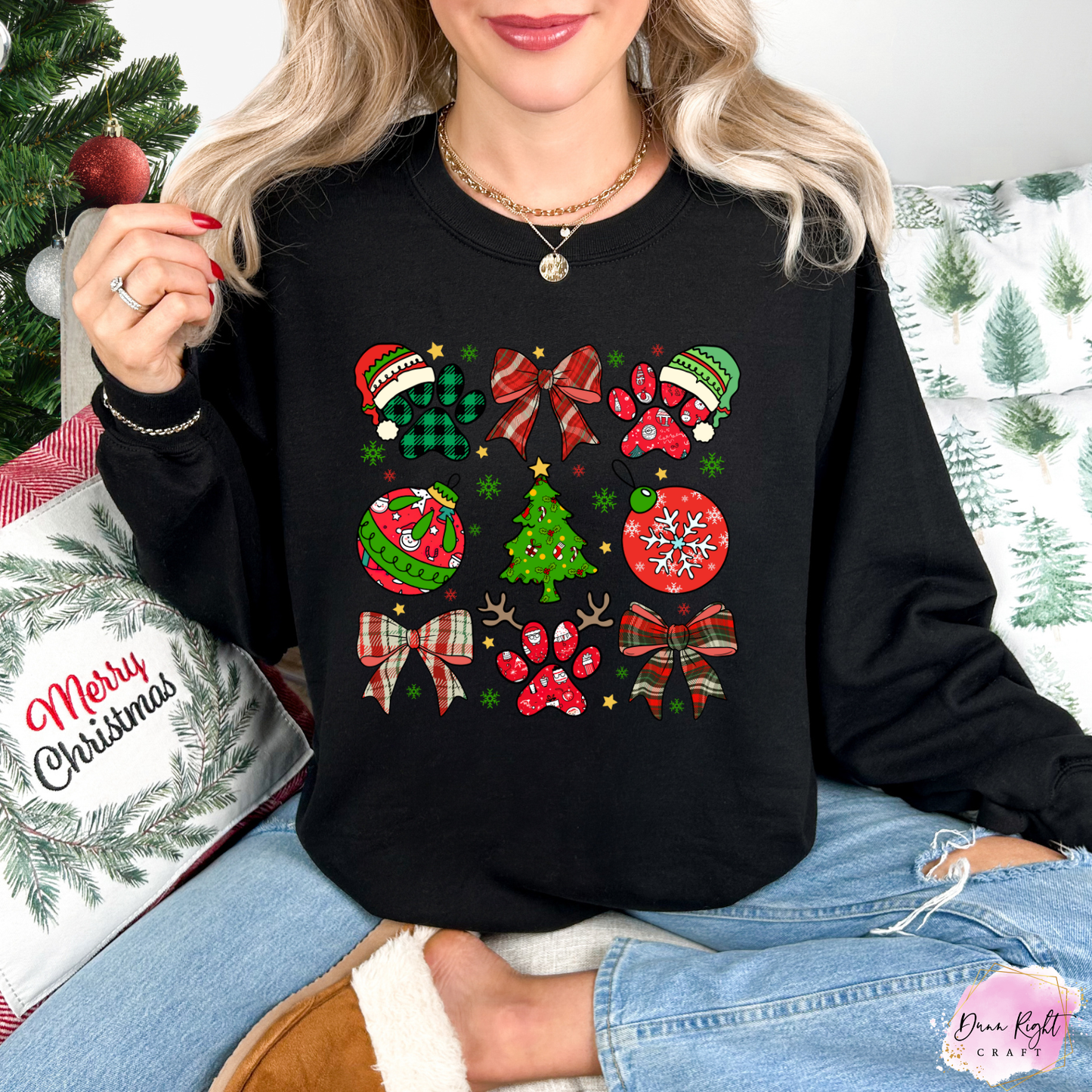 Christmas Paw Print Crewneck