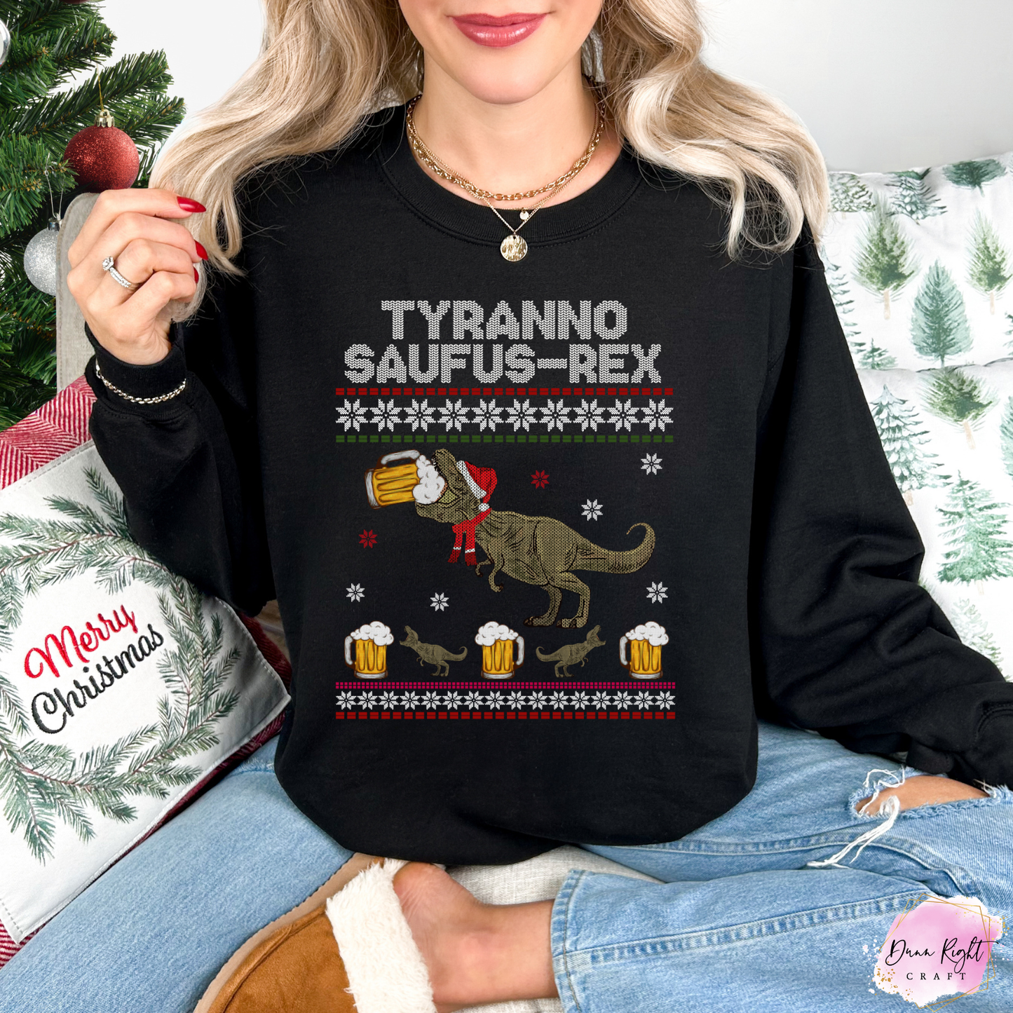 Tyranno Saufus-Rex Christmas Sweatshirt