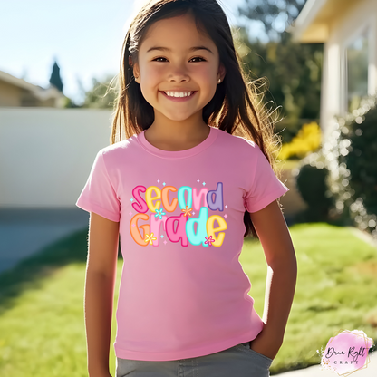 Colorful Groovy Flower Back to School Tee