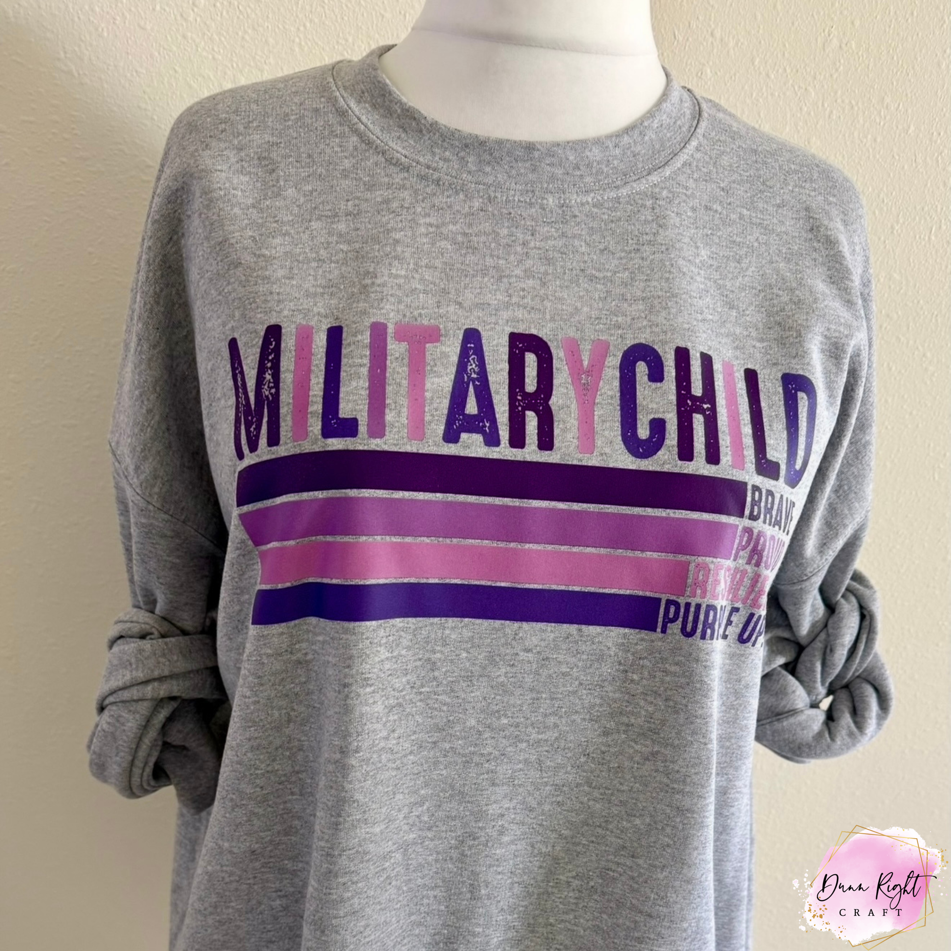 Military Child Brave Proud Resilient Purple Up Shirt - Dunn Right Craft