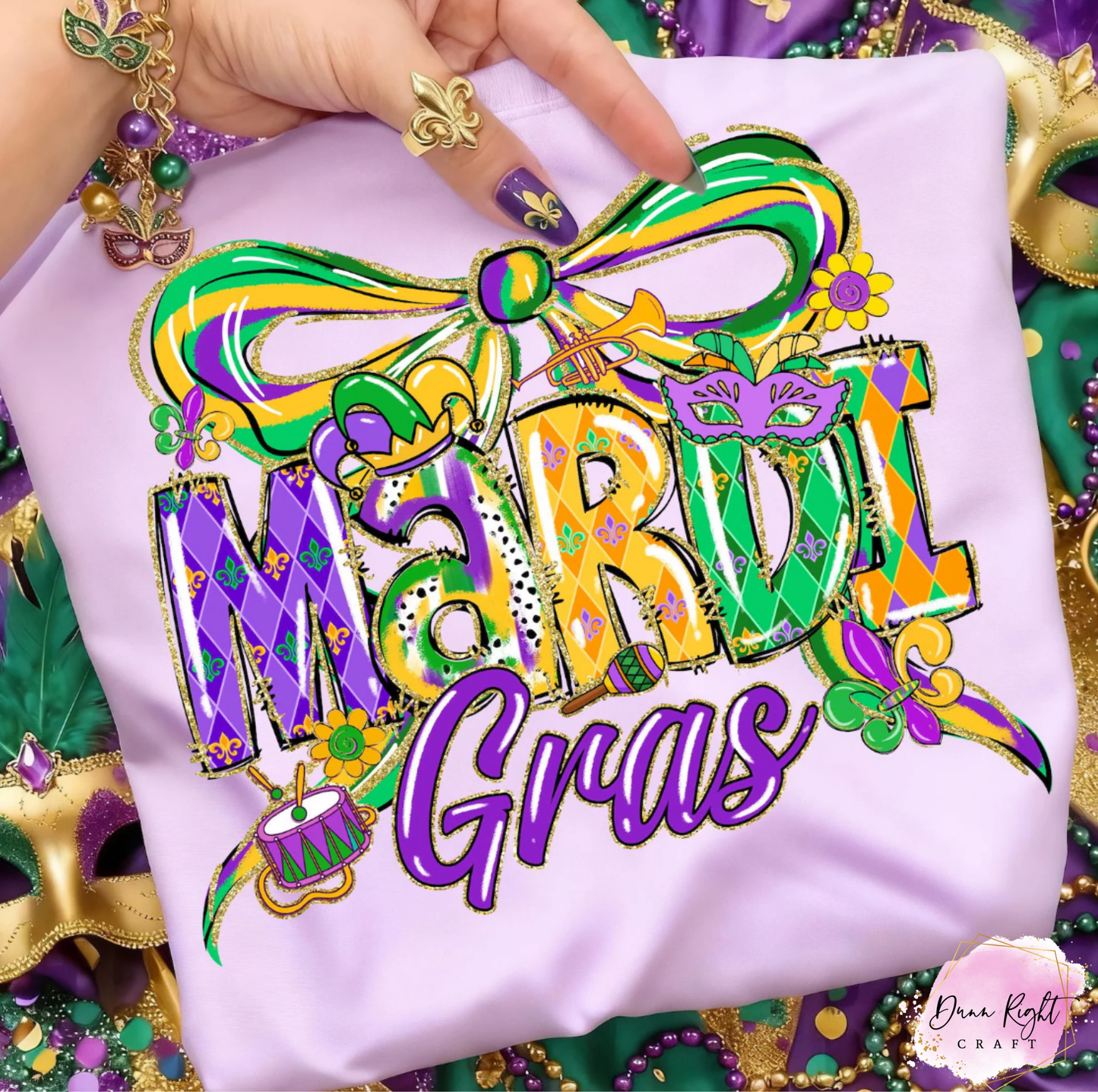 Mardi Gras Graphic Adult Shirt - Dunn Right Craft