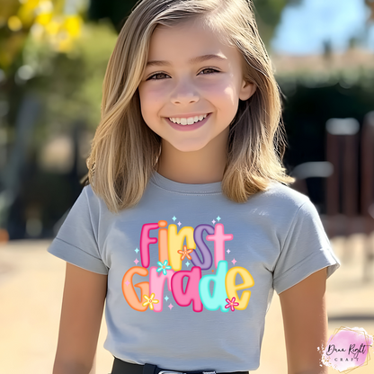 Colorful Groovy Flower Back to School Tee