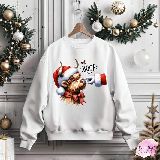 Boop Christmas Highland Cow Sweatshirt