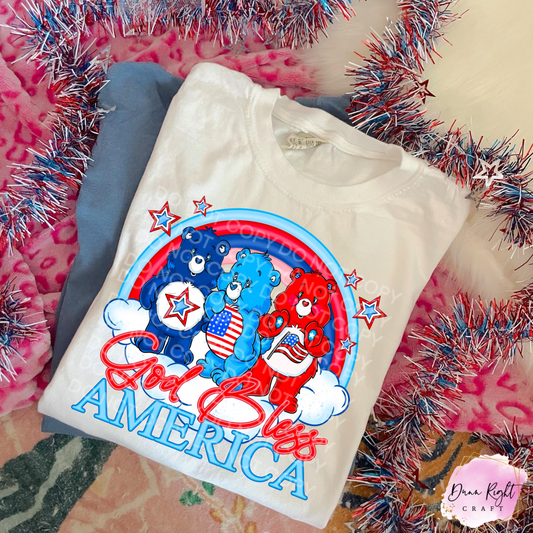 God Bless America – Patriotic Care Bears 4th of July Tee