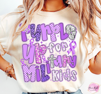 Ribbons Purple Up For Military Kids Shirt - Dunn Right Craft